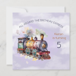 Train Engine Boy 5th. Invitation d'anniversaire