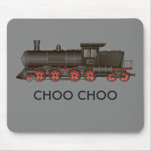Train Engine Choo Choo or Customize Text Mouse Pad