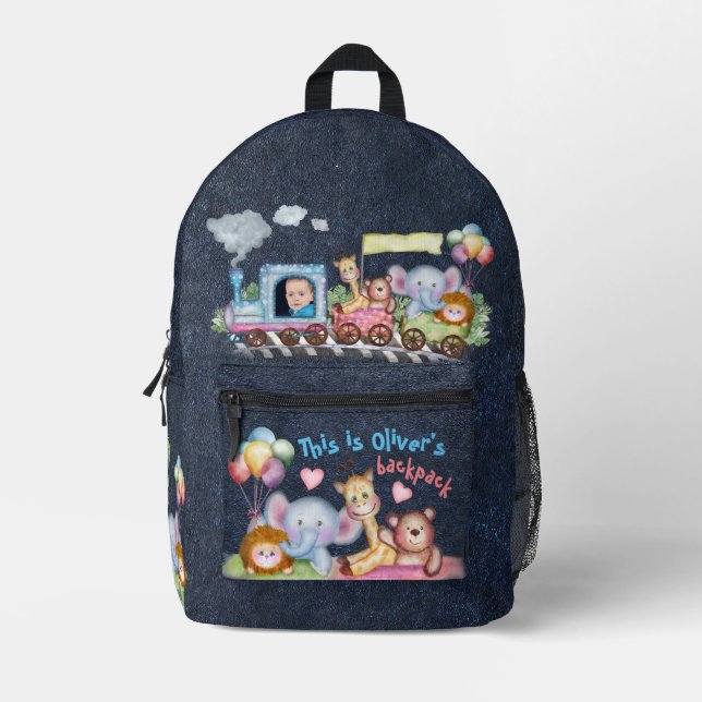 Train engine cute printed backpack (Front)