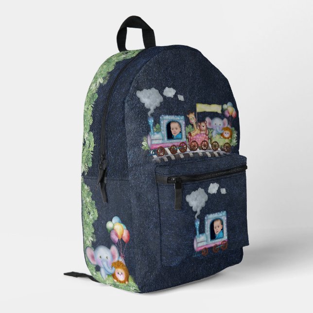 Train engine for boys printed backpack (Back Corner Left)