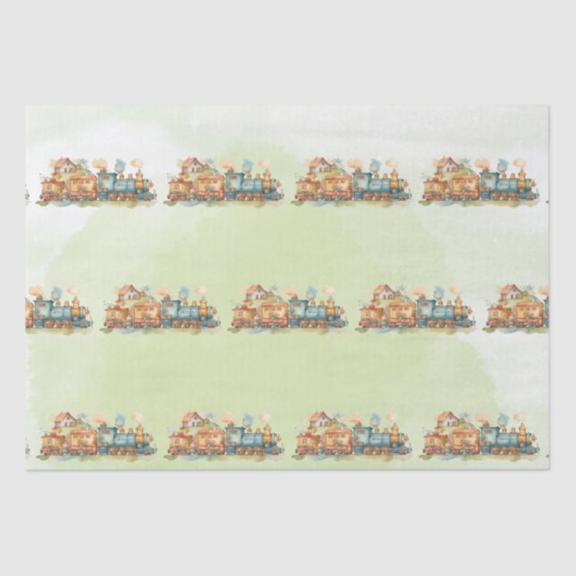 Train Engine Girl  Birthday  Tissue Paper (Front)