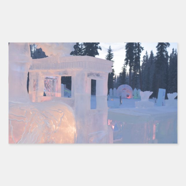train engine Ice sculpture winter frozen snow art Sticker (Front)