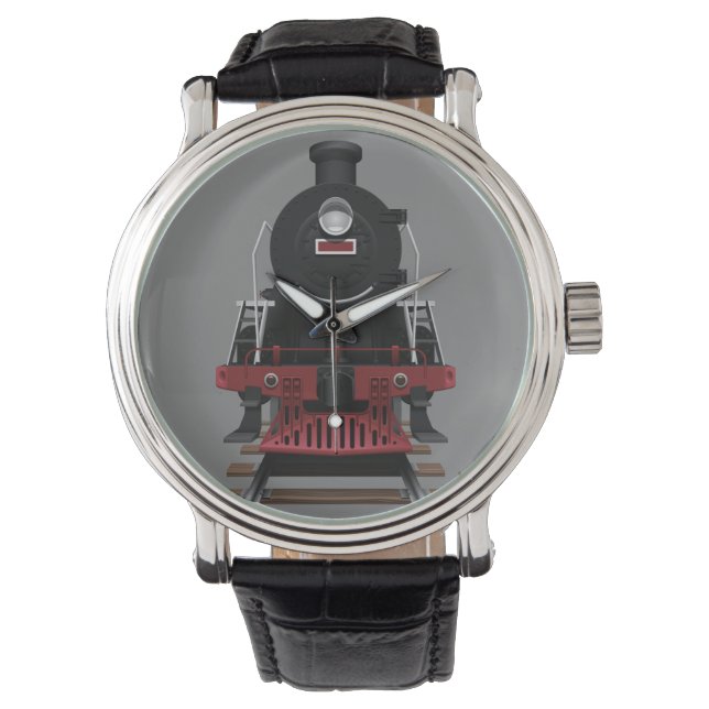 Train Engine Vintage Railroad Any Colour Face Watch (Front)