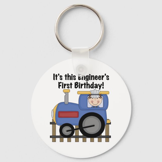 Train Engineer 1st Birthday Tshirts and gifts Keychain (Front)