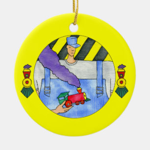 Train Engineer Ceramic Ornament