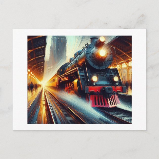 Train Entering Stat Postcard (Front)