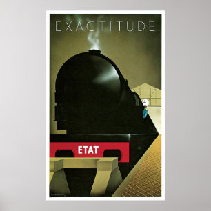 Train Exactitude ETAT Railroad Vintage Poster