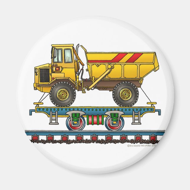 Train Flat Car Dump Truck Magnets (Devant)