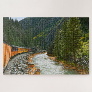 Train Following the Animas River, Colorado Jigsaw Puzzle