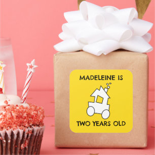 Train for Second Birthday Square Sticker