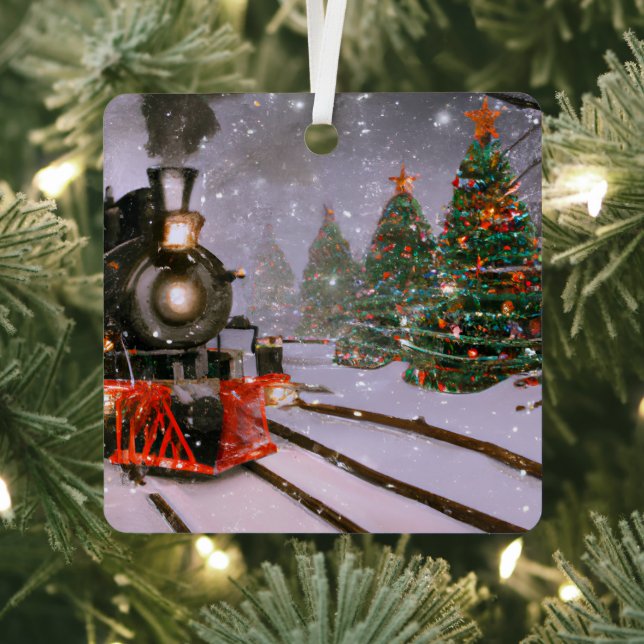 Train forestier de Noël Ornement métallique (Insitu)