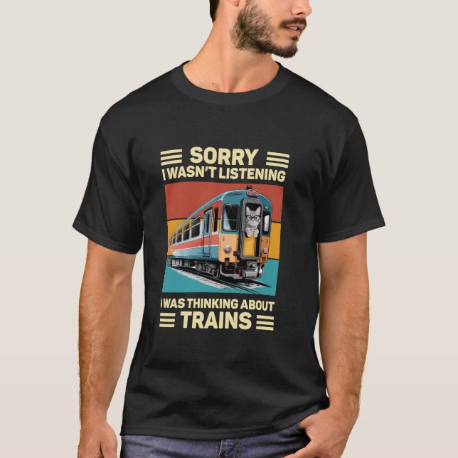 Train Gifts Model Railroad Railway Conductor Cat T T-Shirt (Front)