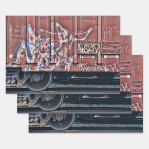 Train Graffiti Grunge Colorful Urban Street Art Wrapping Paper Sheet