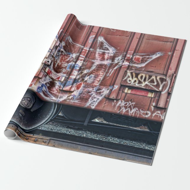 Train Graffiti Grunge Colourful Urban Street Art Wrapping Paper (Unrolled)