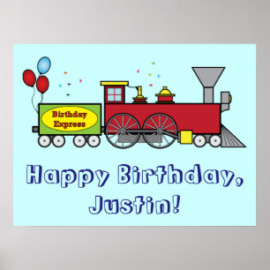 Train Happy Birthday Poster Name Personnalisable