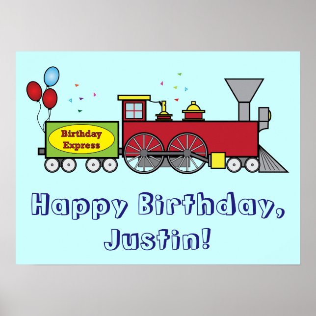 Train Happy Birthday Poster Name Personnalisable (Devant)
