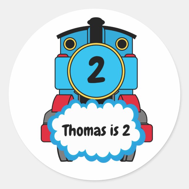 Train Happy Birthday round Sticker (Front)