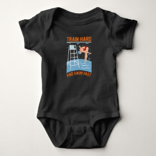 Train Hard and Swim Fast - Swimmer Design Baby Bodysuit