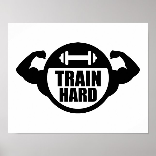 Train hard barbell muscles poster (Front)