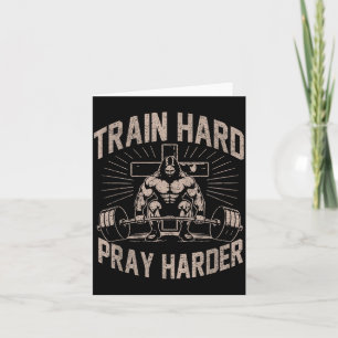 Train Hard Pray Harder Funny Christian Workout Gym Card