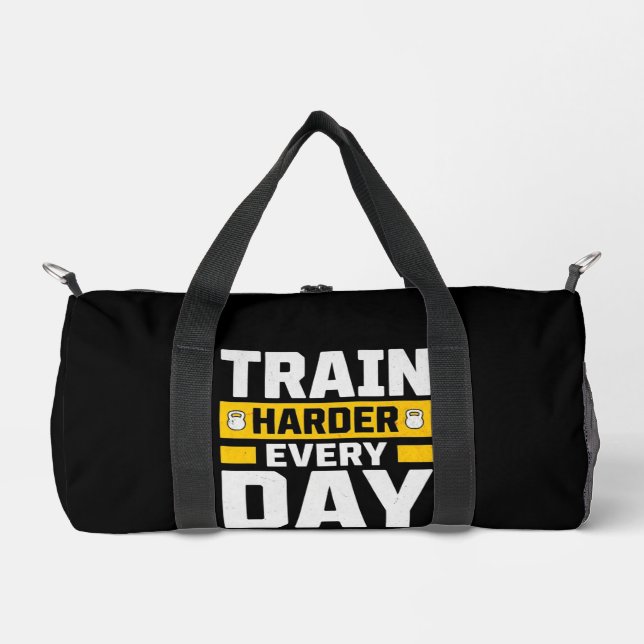 Train Harder Every Day – Gym Motivation Duffle Bag (Front)