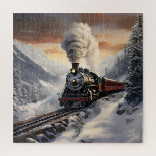 Train in Snowy Mountains Jigsaw Puzzle