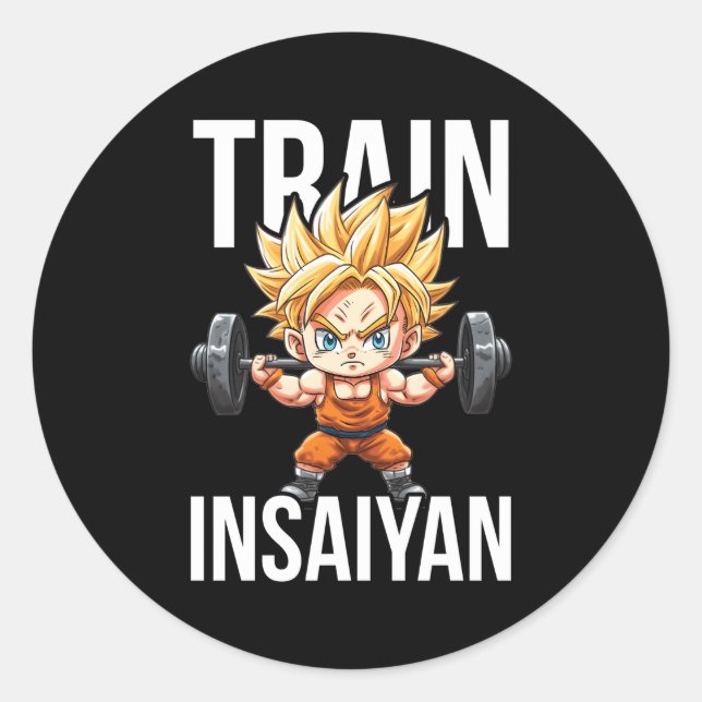 Train Insaiyan Anime Gym And Workout Motivational Classic Round Sticker (Front)