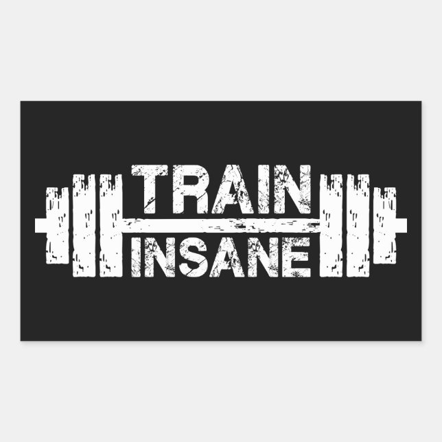 Train Insane - Barbell, Gym, Workout Inspirational Sticker (Front)