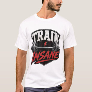 Train Insane Gym Motivation Retro Barbell T-Shirt 