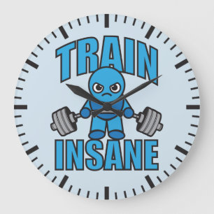 TRAIN INSANE Kawaii Weightlifter Deadlift Workout Large Clock