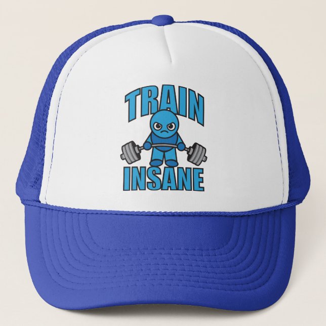 TRAIN INSANE Kawaii Weightlifter Deadlift Workout Trucker Hat (Front)
