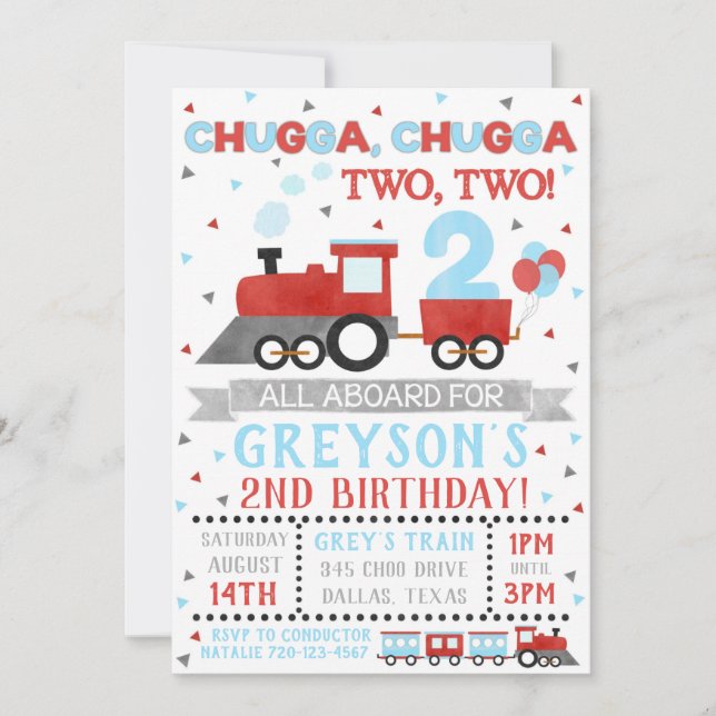 Train Invitation Boy Birthday Party Train Invite (Front)