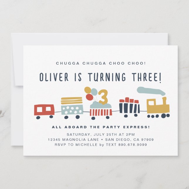 Train Invite • Chugga Chugga Choo Choo • 3 Years (Front)