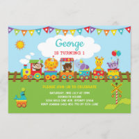 Train Jungle Animals 1st Birthday Safari Wild One