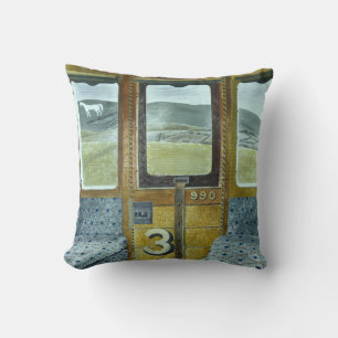 Train Landscape (by Eric Ravilious) Throw Pillow