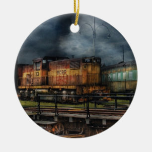 Train - Let's go for a spin Ceramic Ornament
