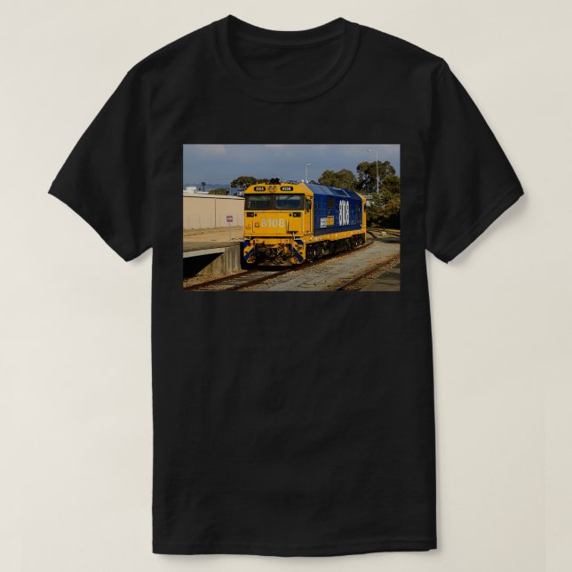 Train locomotive engine blue amp yellow 1 T-Shirt (Design Front)