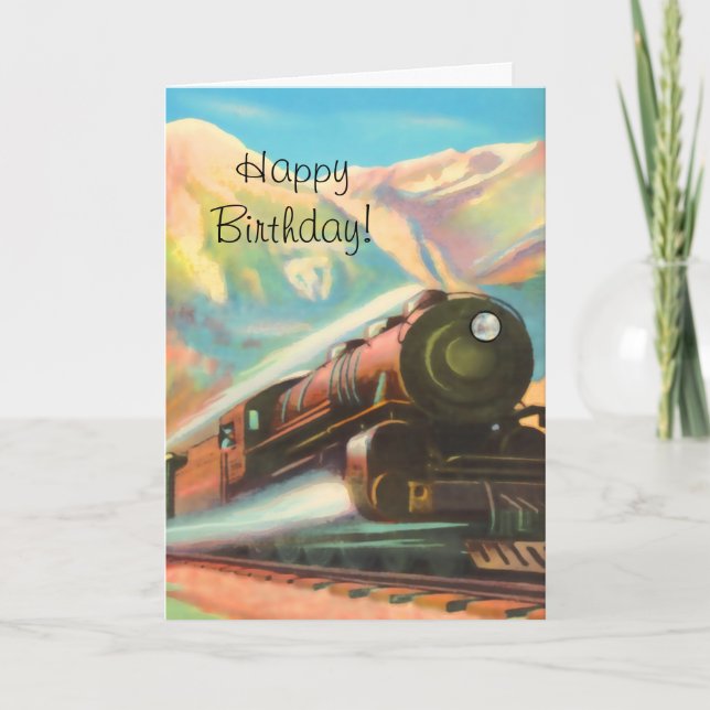 Train Locomotive Happy Birthday Card (Front)