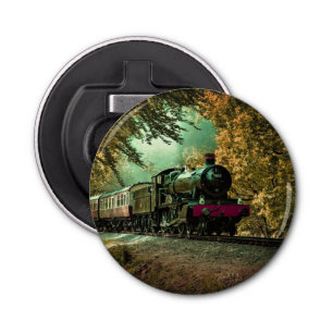 Train Locomotive Retro Vintage Fall Leaves Bottle Opener