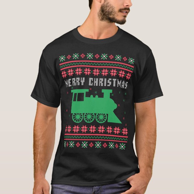 Train Locomotive Ugly Christmas Sweater (Front)