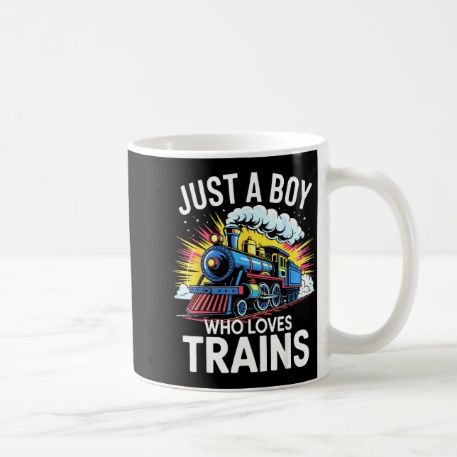 Train Lover Just A Boy Who Loves Trains  Coffee Mug (Right)