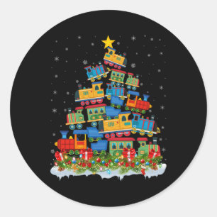Train Lover Xmas Tree Santa Christmas Train Classic Round Sticker