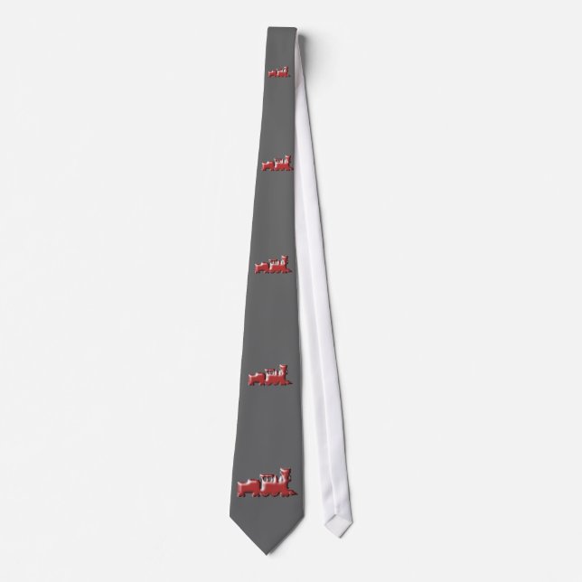 Train Necktie, Red Embossed Train Design Tie (Front)