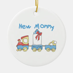 Train New Mommy It's a Boy Gifts Ceramic Ornament