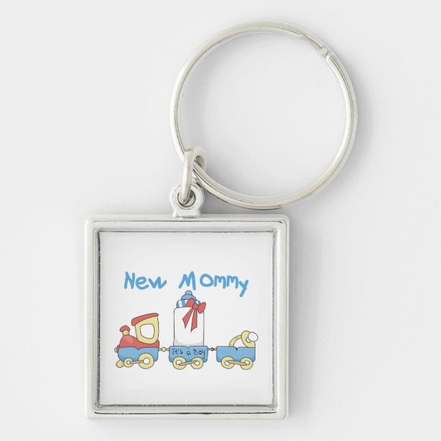 Train New Mommy It's a Boy Gifts Keychain (Front)