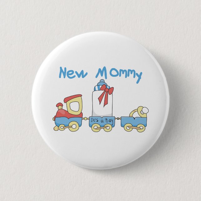 Train New Mommy of Boy tshirts and Gifts 2 Inch Round Button (Front)
