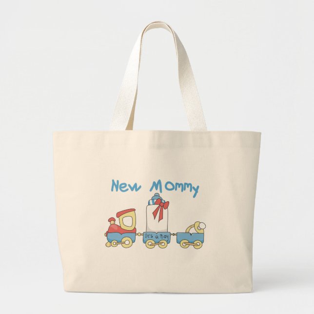 Train New Mommy of Boy tshirts and Gifts Large Tote Bag (Front)