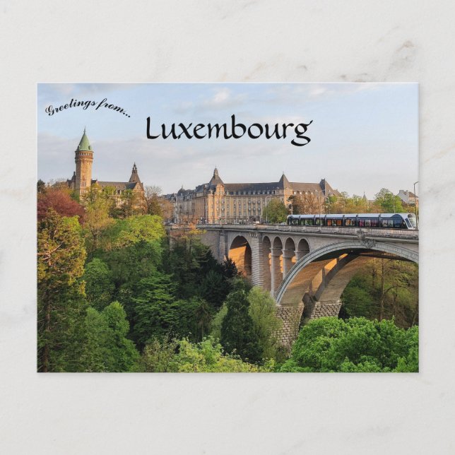 Train on an Arch Bridge in Luxembourg Postcard (Front)
