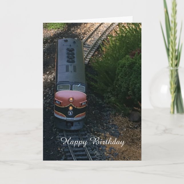 Train on the Tracks Birthday Greeting Card (Front)