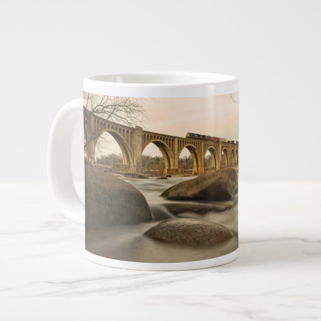 Train over James River Large Coffee Mug (Front Left)